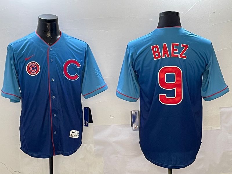 Men Chicago Cubs #9 Baez Blue Fashion Game 2025 Nike MLB Jersey style 3